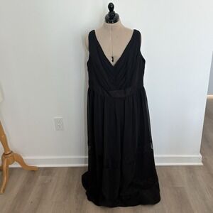 David Bridal Womens Dress Size 18 Black Lace V Neck Special Occasion Cocktail